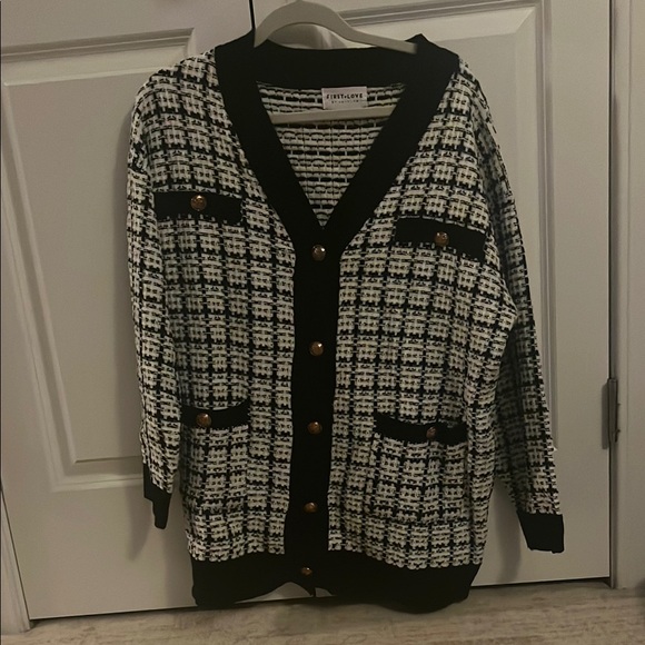 First Love black and white buttoned cardigan. - Picture 1 of 1